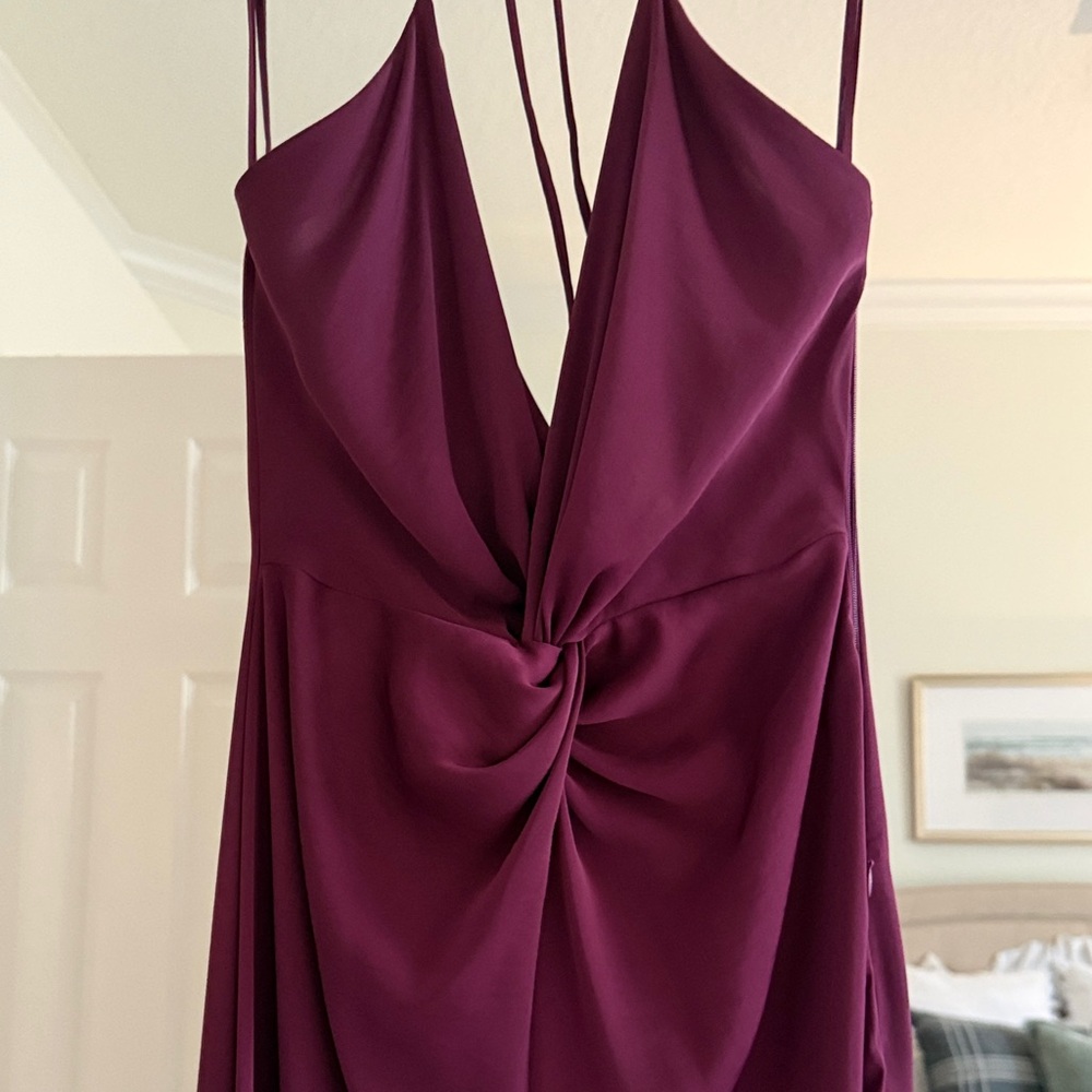 ZARA silk midi long dress gown Eggplant XS Twist-Front Dress black label new - Picture 3 of 7